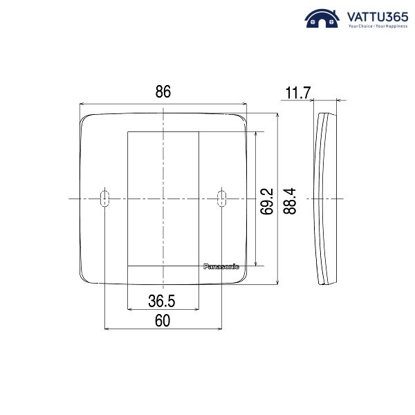 Cấu tạo đơn giản của mặt vuông Panaonic ba thiết bị